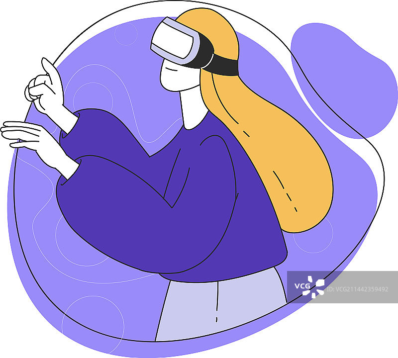 年轻女人戴增强现实眼镜图片素材