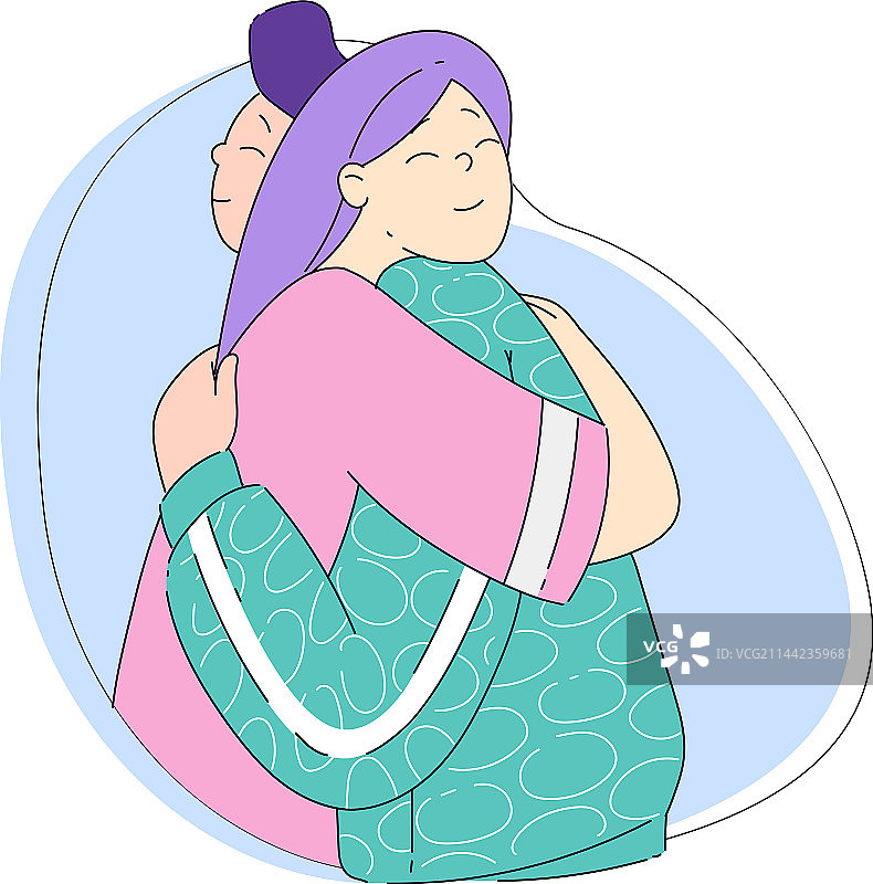 男女角色互相安慰和触摸图片素材