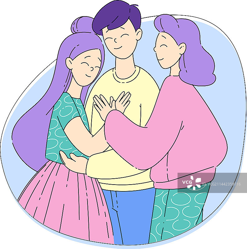 男女角色互相安慰和触摸图片素材