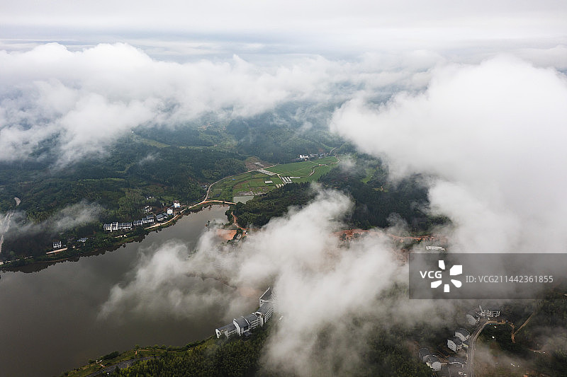 福建省三明市泰宁县大金湖云雾航拍图片素材