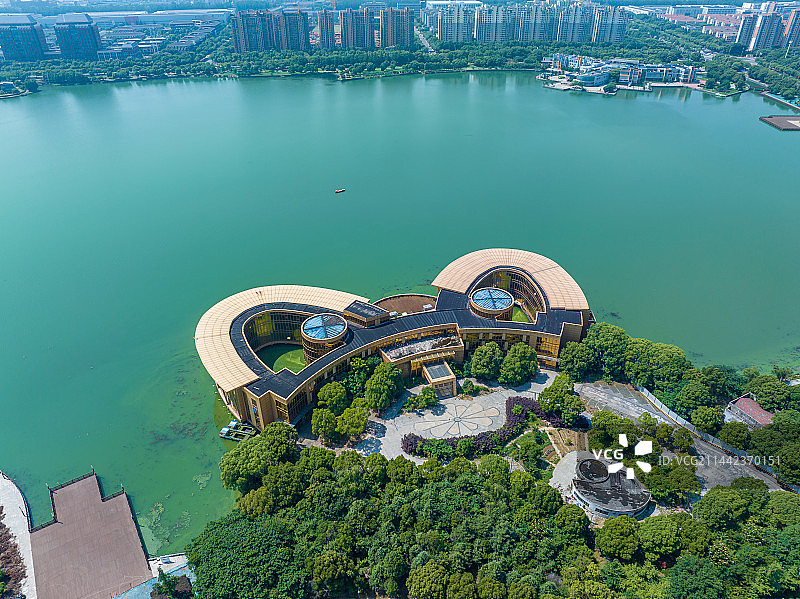 苏州园区青剑湖航拍图片素材