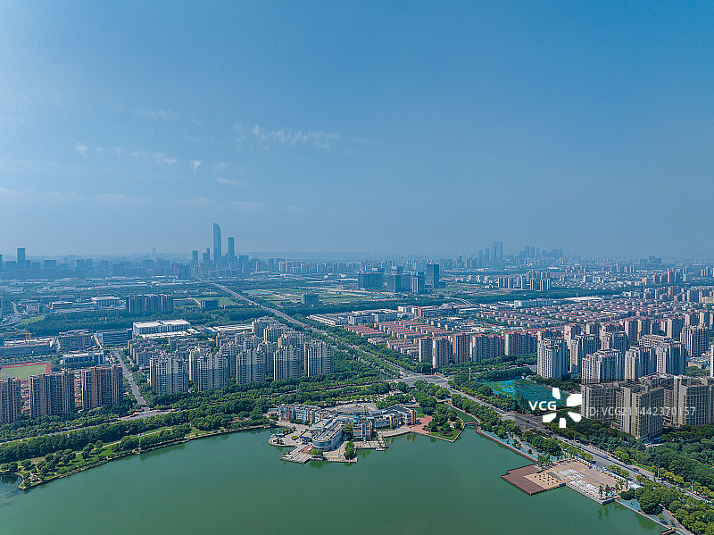 苏州园区青剑湖航拍图片素材