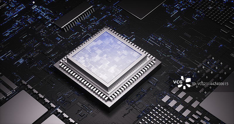 3D抽象现代科技芯片空间场景图片素材
