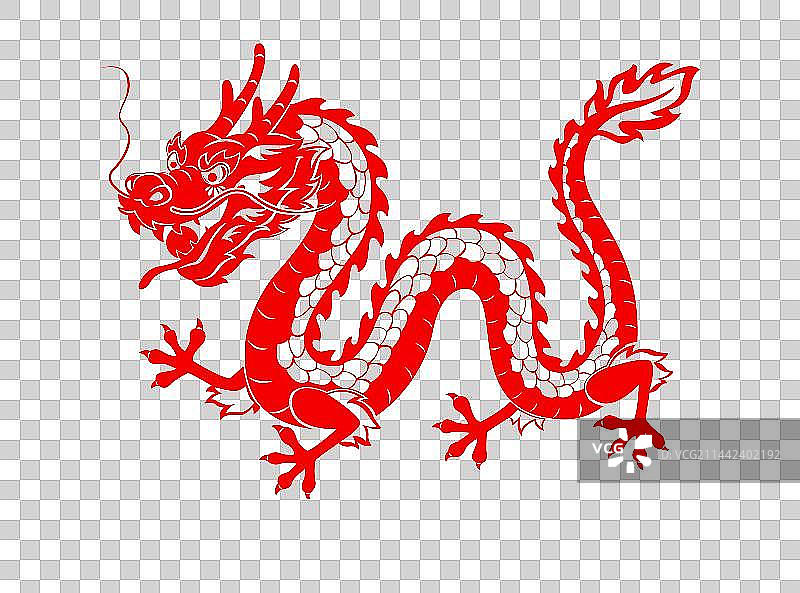 2024龙年大吉剪纸风格祥龙图案插画图片素材