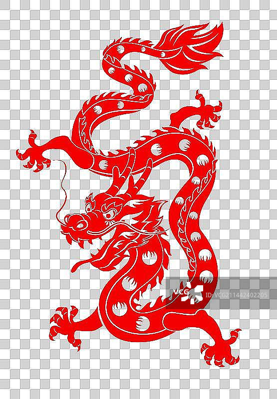 2024龙年大吉剪纸风格祥龙图案插画图片素材