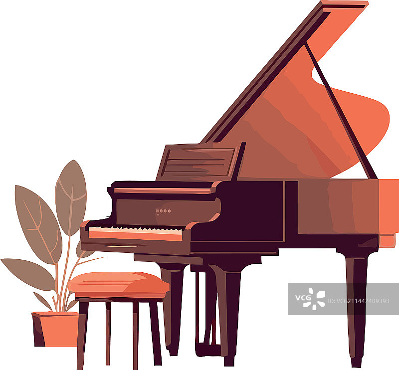 演奏古典音乐的雄伟三角钢琴图片素材