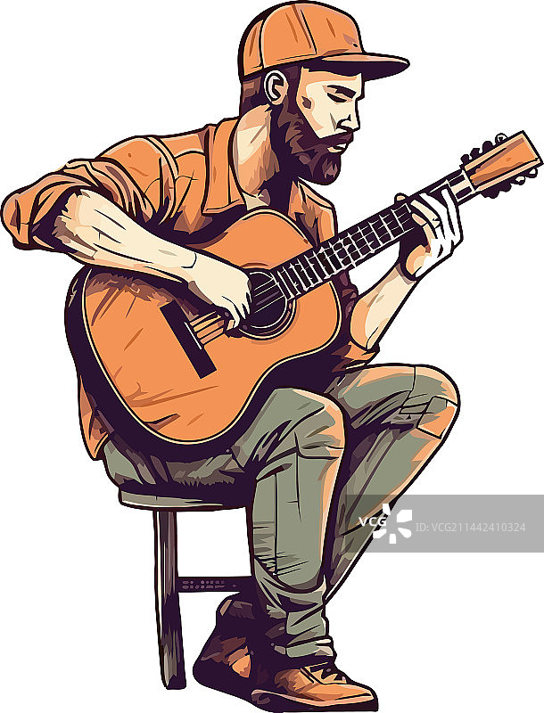 弹奏原声吉他的吉他手图片素材