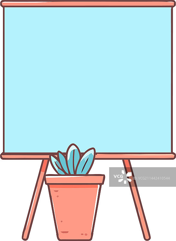 教室空白白板上的绿色植物图片素材