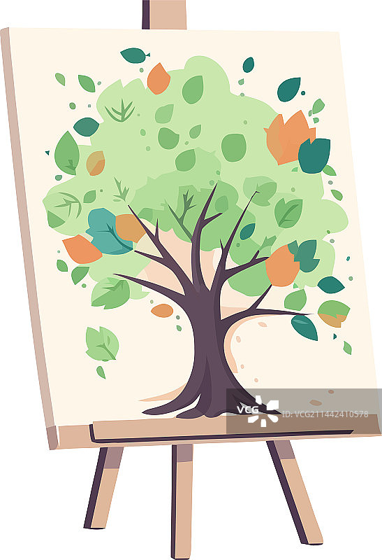 画布上的树林景观画图片素材