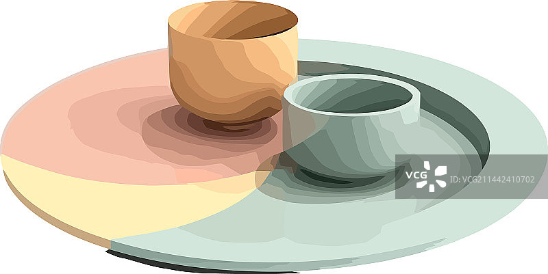 白色背景上的盘子和杯子图片素材