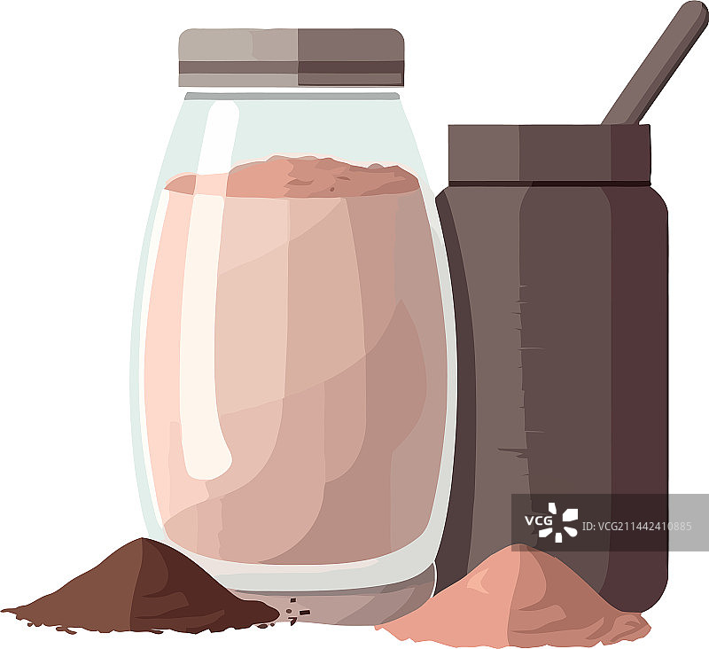 分离的有机巧克力瓶和粉末图片素材