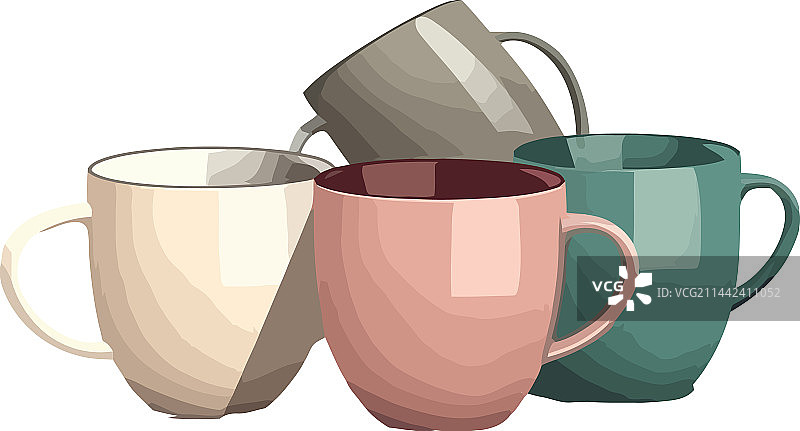 彩色壁纸上的咖啡杯图片素材