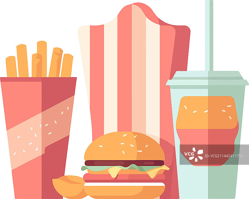 多汁芝士汉堡配薯条图片素材