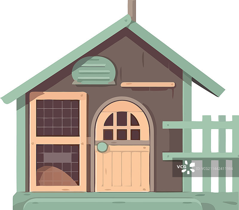 带木门和窗户的乡村小屋图片素材