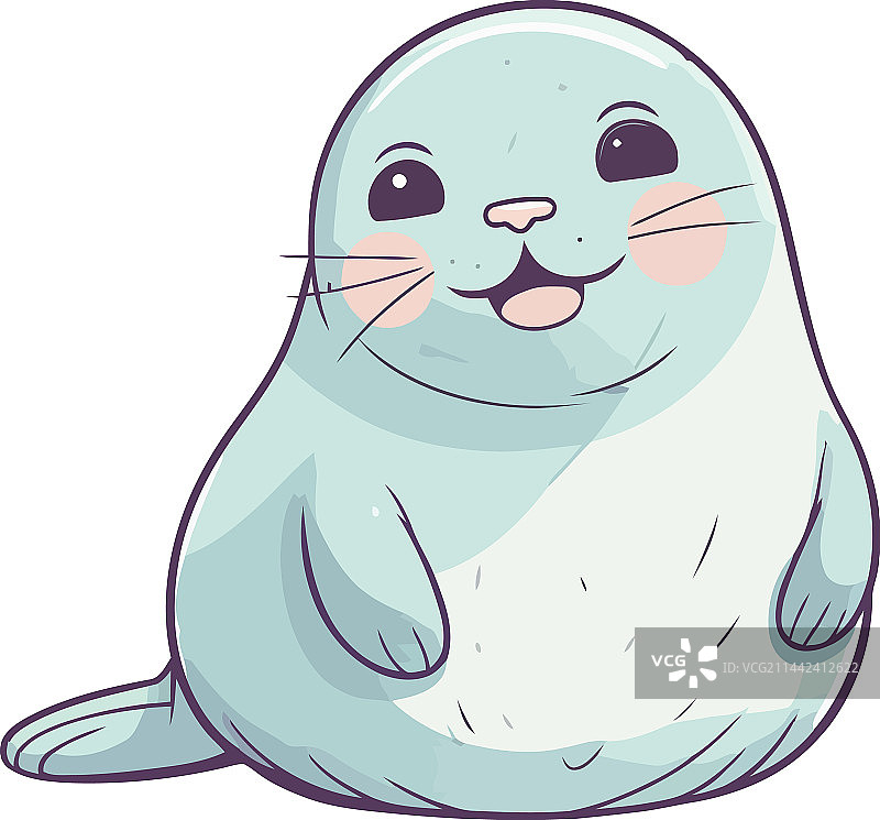 白色背景上微笑的快乐海豹吉祥物图片素材