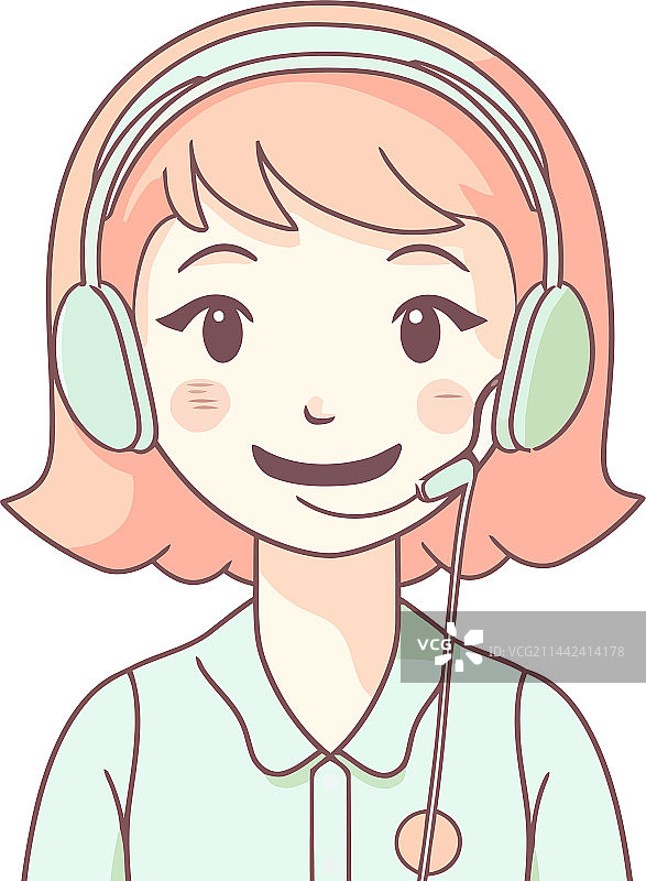 戴着耳机微笑的儿童图片素材