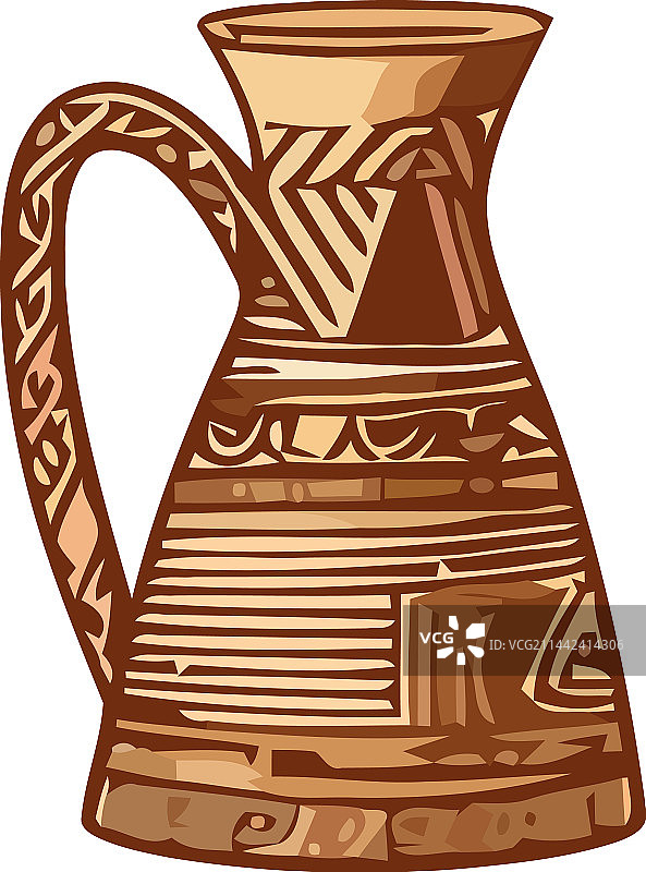 带有古代象征的华丽陶土花瓶图片素材