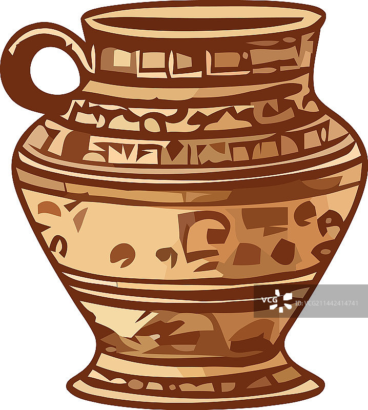 带有复杂古代图案的装饰性陶罐花瓶图片素材