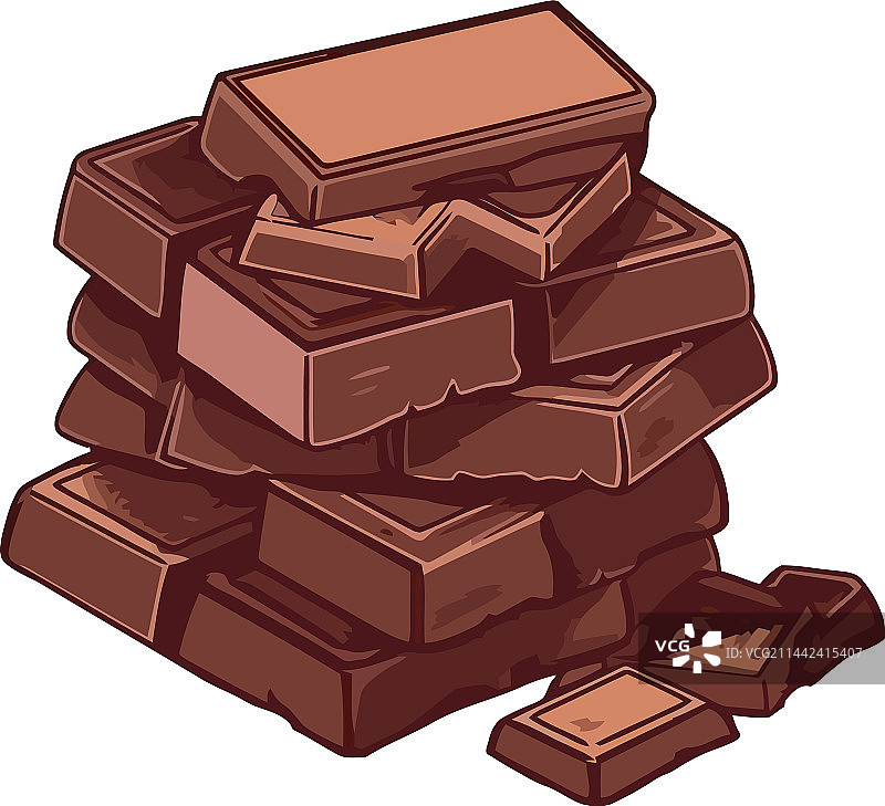 孤立堆放的美味黑巧克力棒图片素材