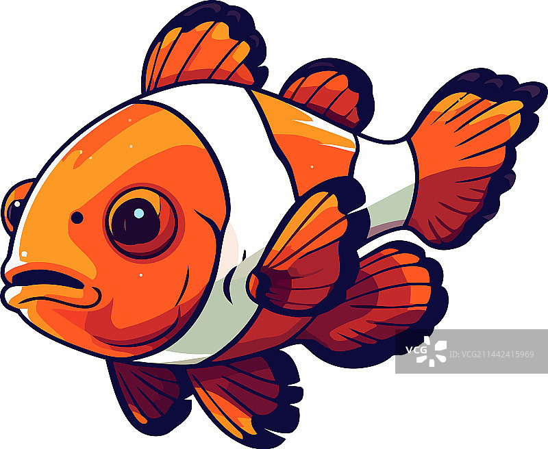 可爱的卡通小丑鱼热带鱼图片素材