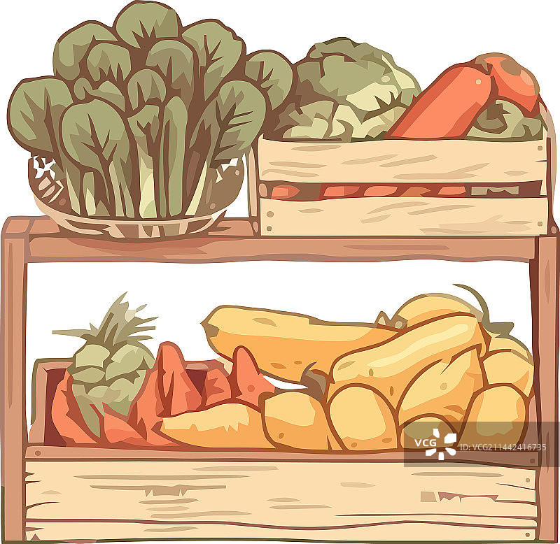 木篮里的新鲜蔬菜，用于健康膳食图片素材