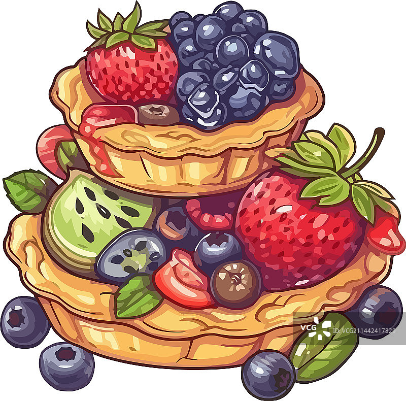 蓝莓蛋糕中的甜浆果甜点图片素材