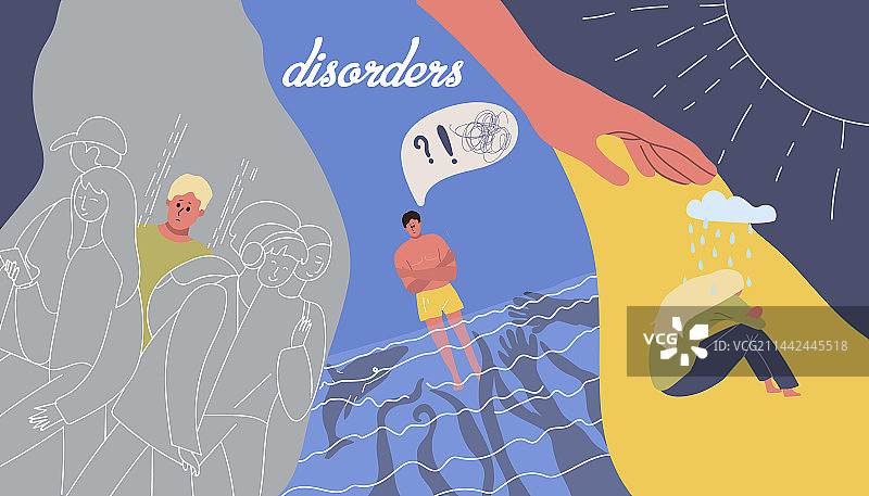 精神障碍扁平拼贴图片素材