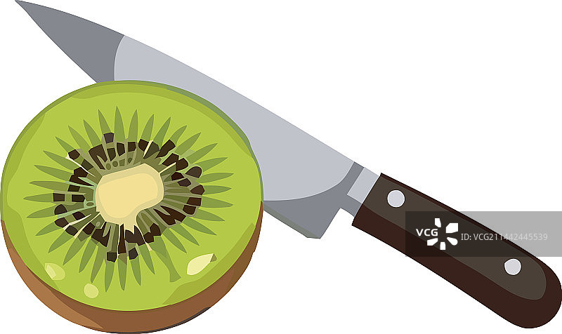 新鲜的猕猴桃切片与刀具图片素材