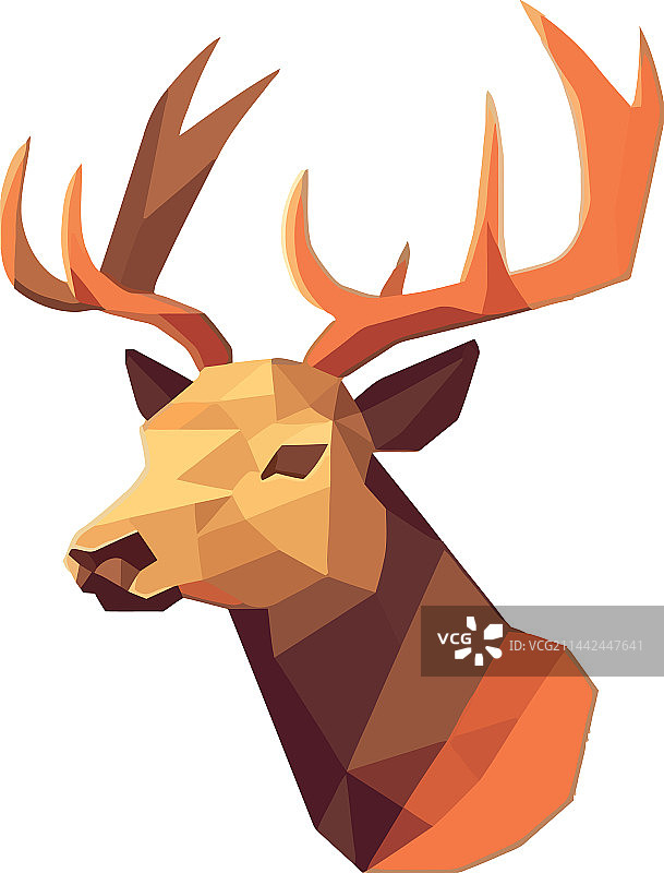带角装饰的抽象麋鹿轮廓图片素材
