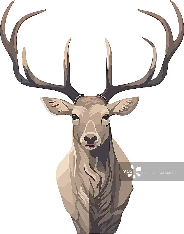 冬季森林中的带角雄鹿奖杯图标图片素材