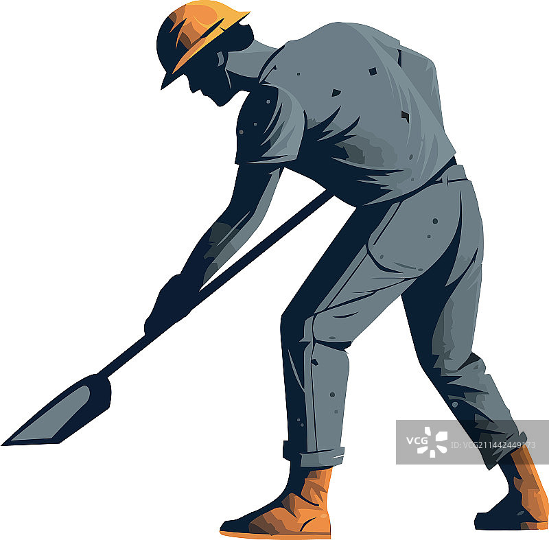 建筑工人手持铲子轮廓图片素材