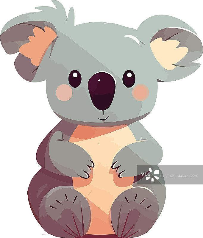 可爱的考拉坐着微笑，毛茸茸的图片素材