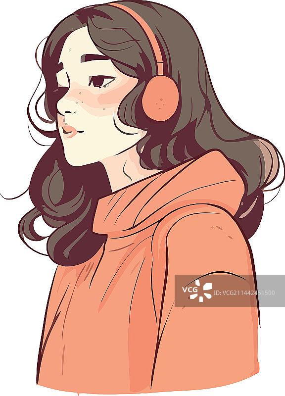 一位快乐的棕发年轻女孩图片素材