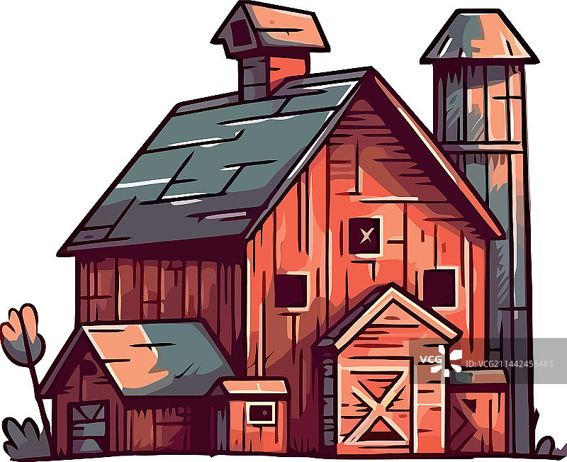 冬季乡村小屋的可爱图标图片素材