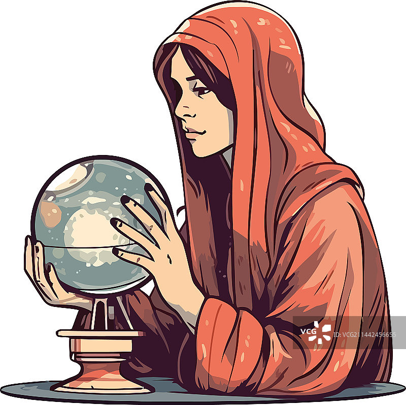 手持魔法水晶球的女巫图片素材