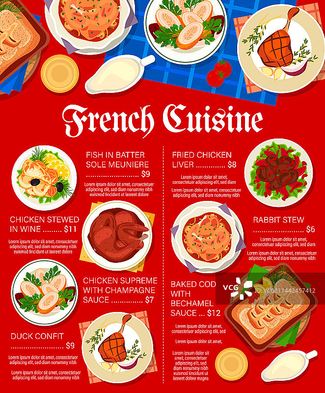 法国美食餐厅菜单页面图片素材