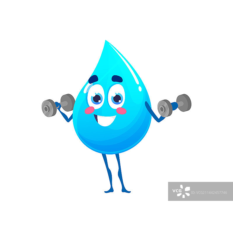 卡通快乐水滴人物与哑铃图片素材
