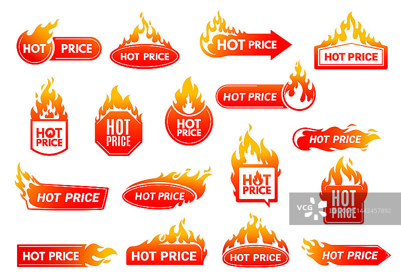 火焰促销热销价格标签图片素材