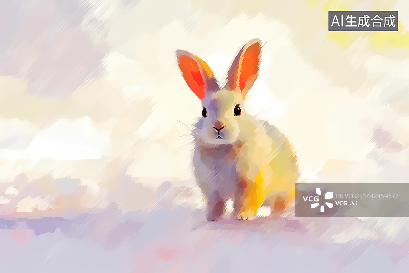 【AI数字艺术】可爱的小兔子在外面图片素材