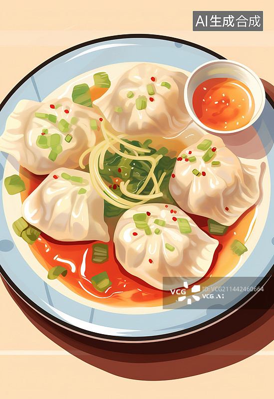 【AI数字艺术】盘子里的食物特写镜头图片素材