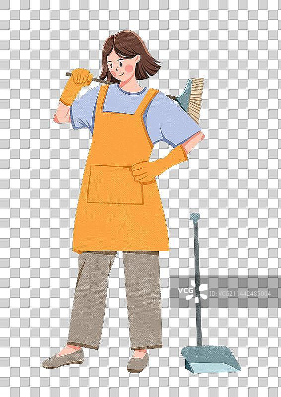清洁工劳动节人物插画元素图片素材