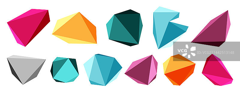 3d低多边形三角形设计元素图片素材