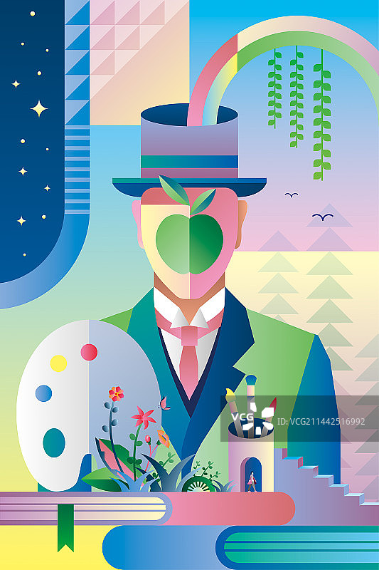 世界名画马格利特插画壁纸图片素材