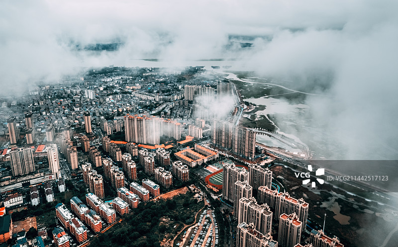 庐山市城市航拍青橙城市图片素材