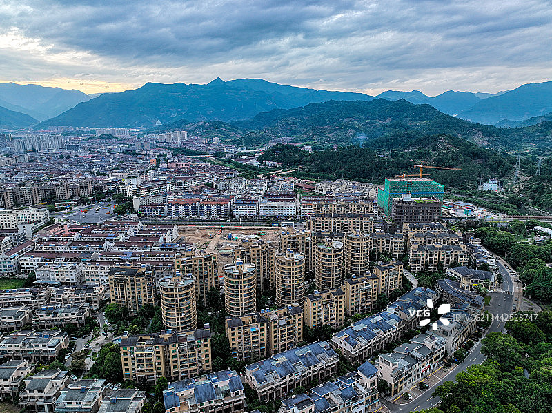 仙居县城城市风光高视角图片素材