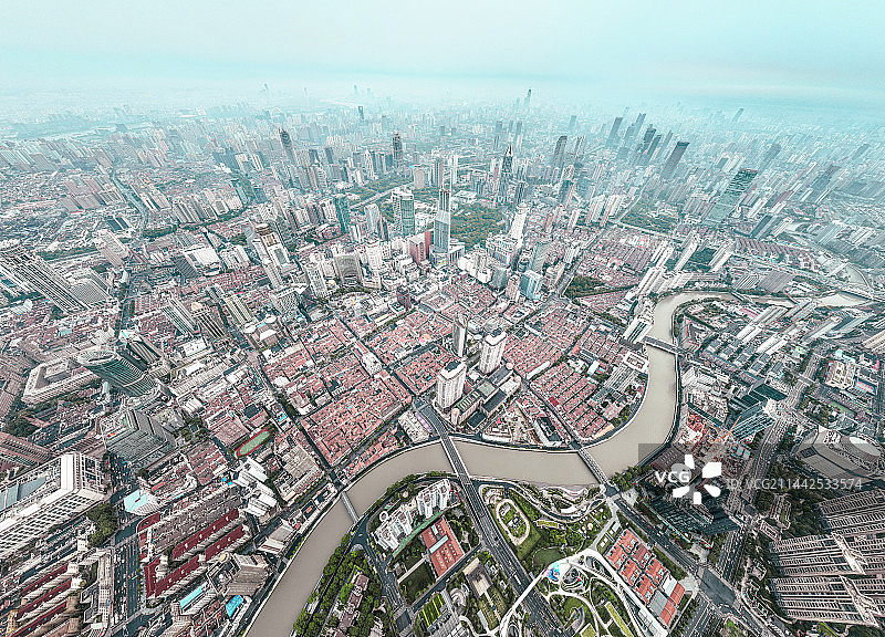 无人机黄浦区虹口区航拍苏州河苏河湾道水域河道流域图片素材