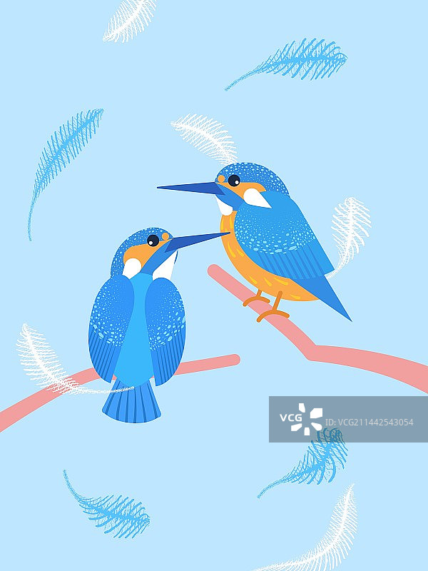 扁平风格翠鸟插图图片素材