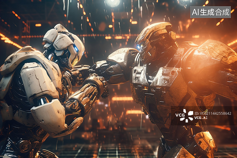 【AI数字艺术】机甲打斗图片素材