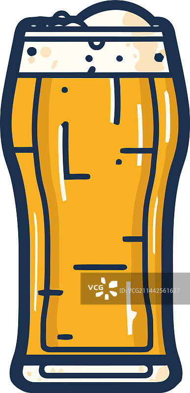 在卡通酒吧喝满是泡沫的啤酒图片素材