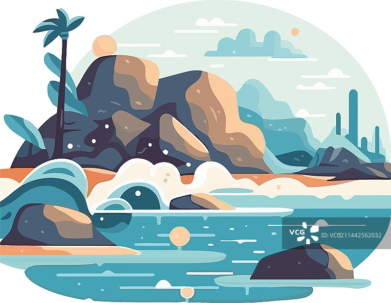 日落时分的热带海滩海景图片素材